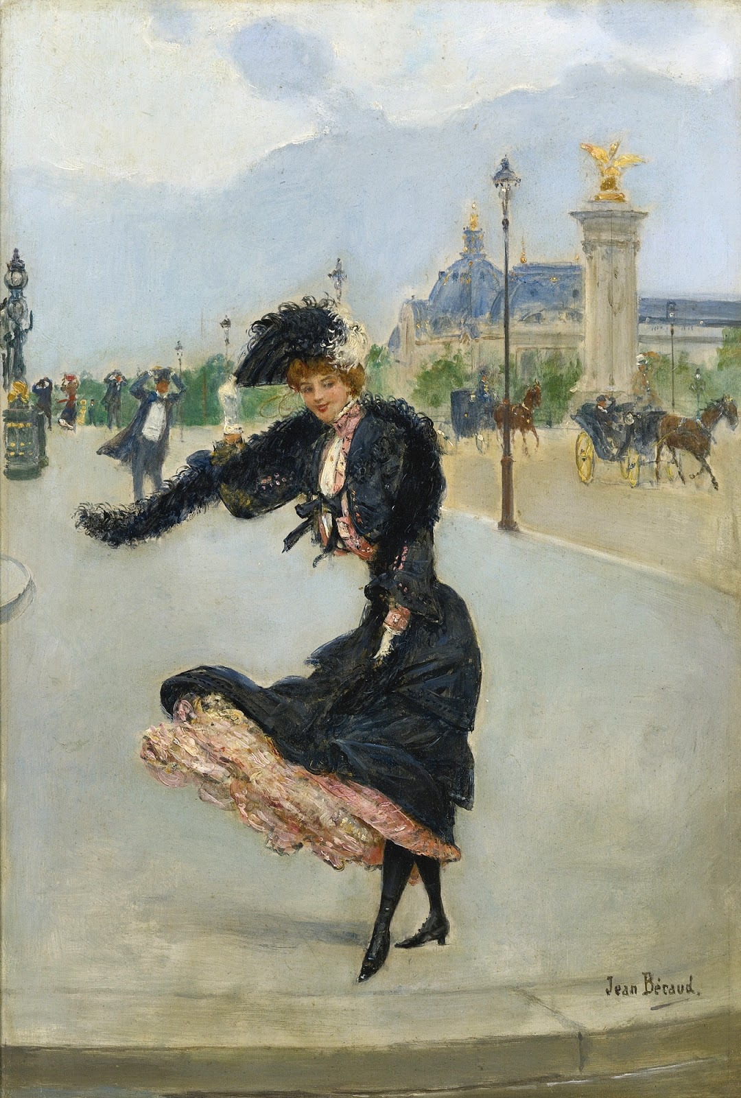 Элегантная дама перед Большим дворцом на мосту Александра III